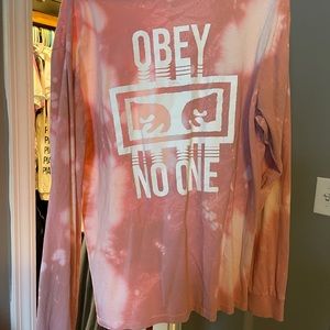 Light Pink OBEY Brand Long Sleeve Tshirt